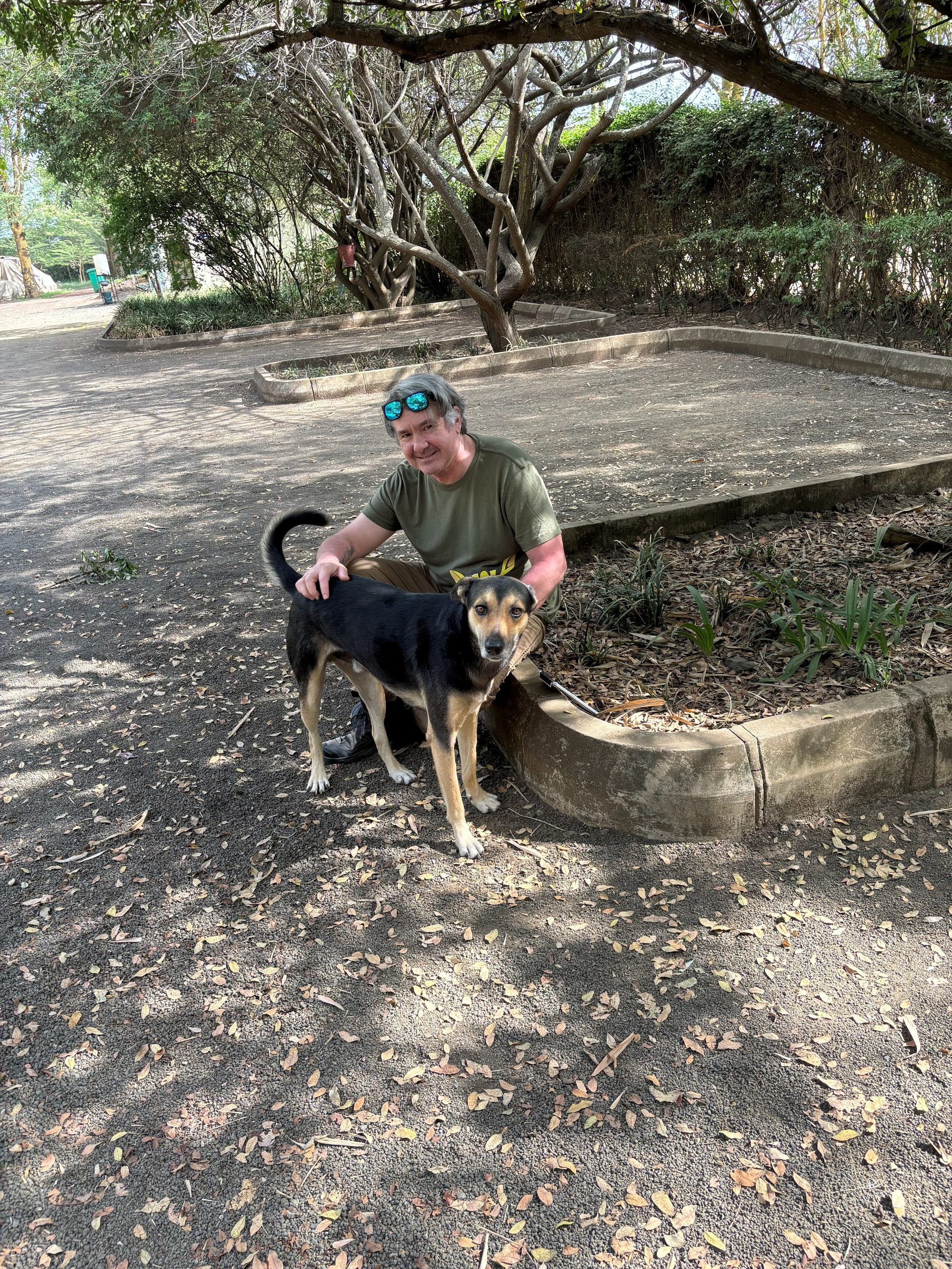 Robert with the Thomson Safaris HQ guard dog in Arusha